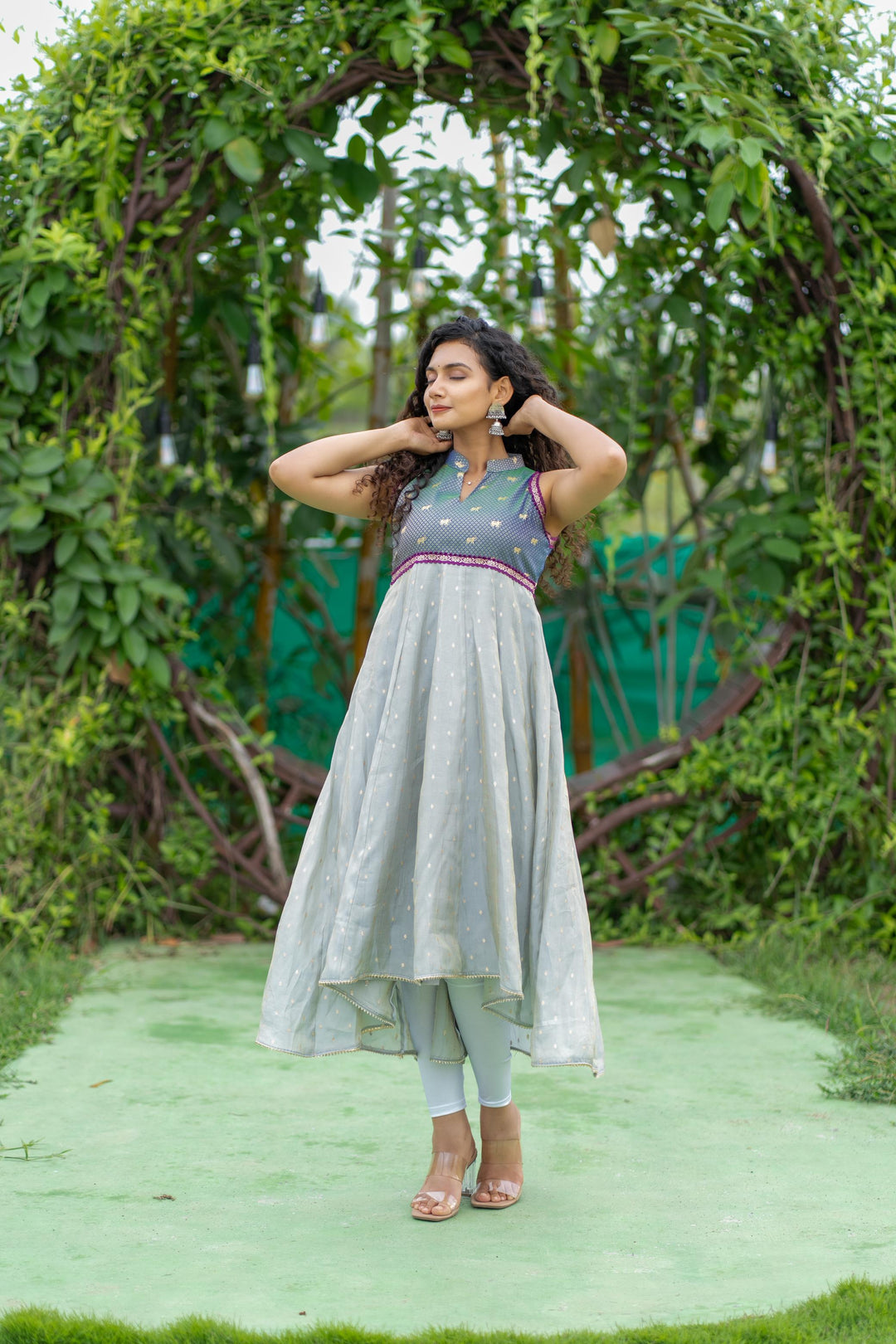 Taapse Grey High - low hemline Sleeveless kurti  | Made To Order