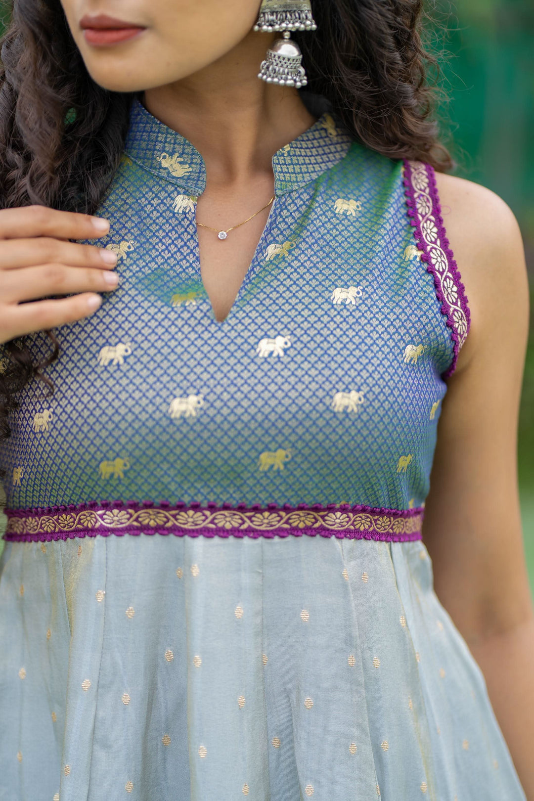 Taapse Grey High - low hemline Sleeveless kurti  | Made To Order