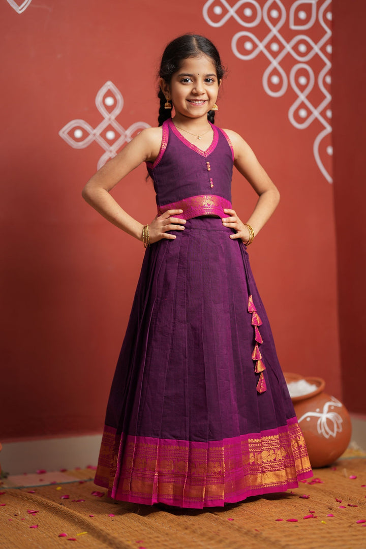 Tamizh Violet Lehenga Mini (Set of 2) | Made to Order | SHOBITAM