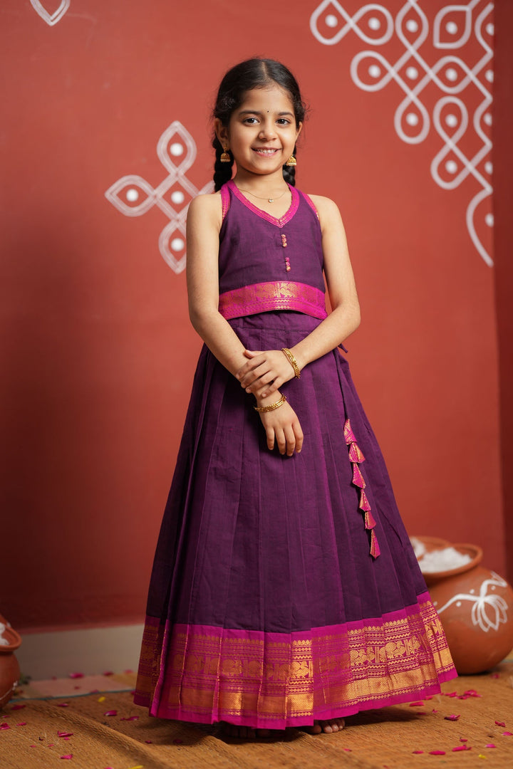 Tamizh Violet Lehenga Mini (Set of 2) | Made To Order