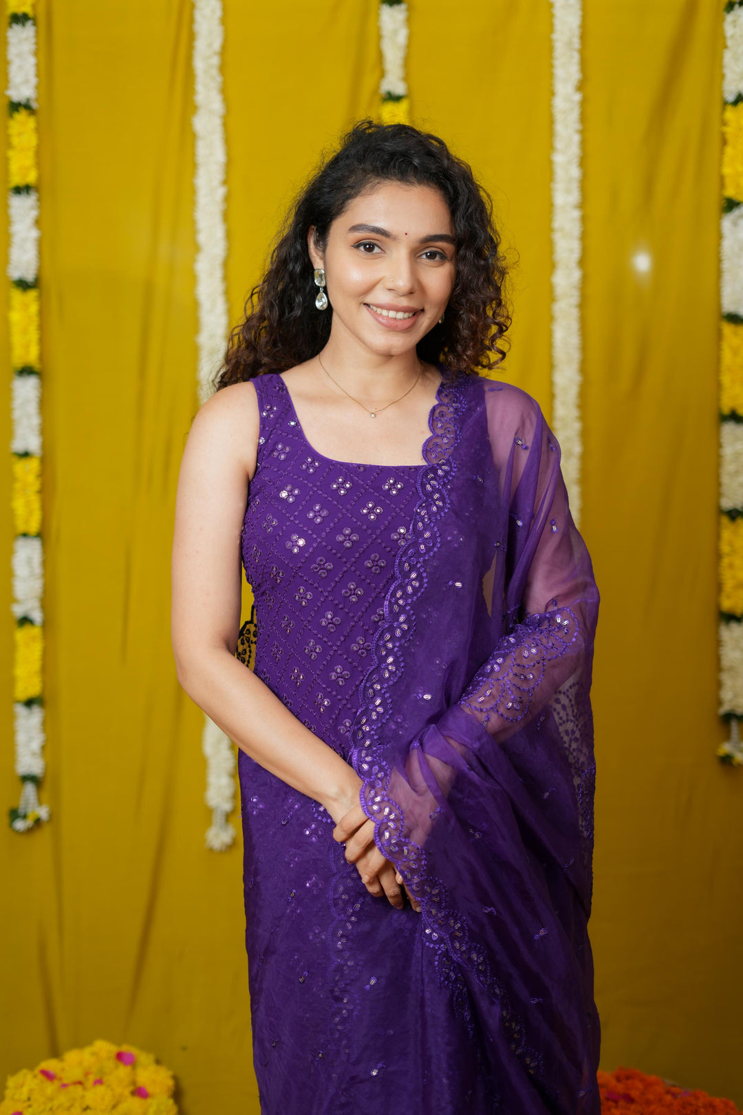 Isai Violet Kurti with Sharara Set | Made To Order