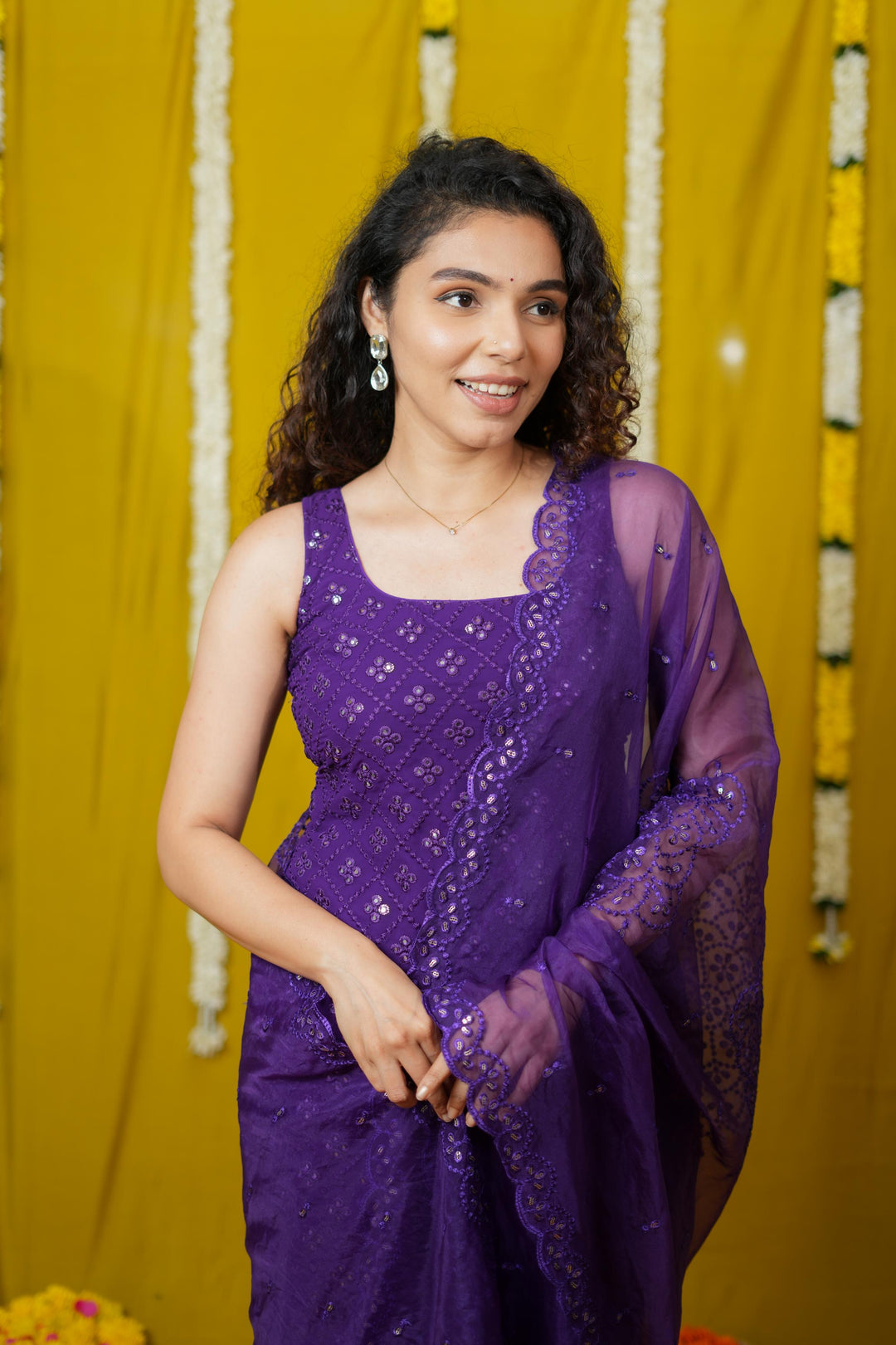 Isai Violet Kurti with Sharara Set | Made To Order