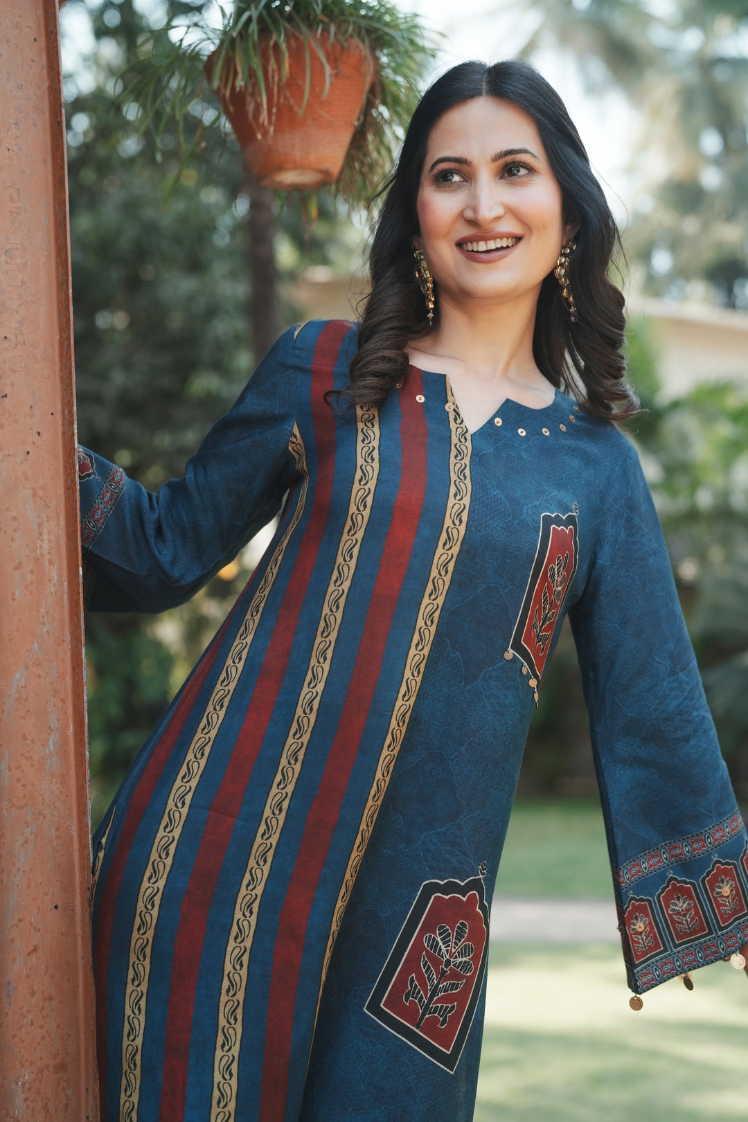 Jharokha Teal Block Print Kurta Set- SET OF-2 | SHOBITAM