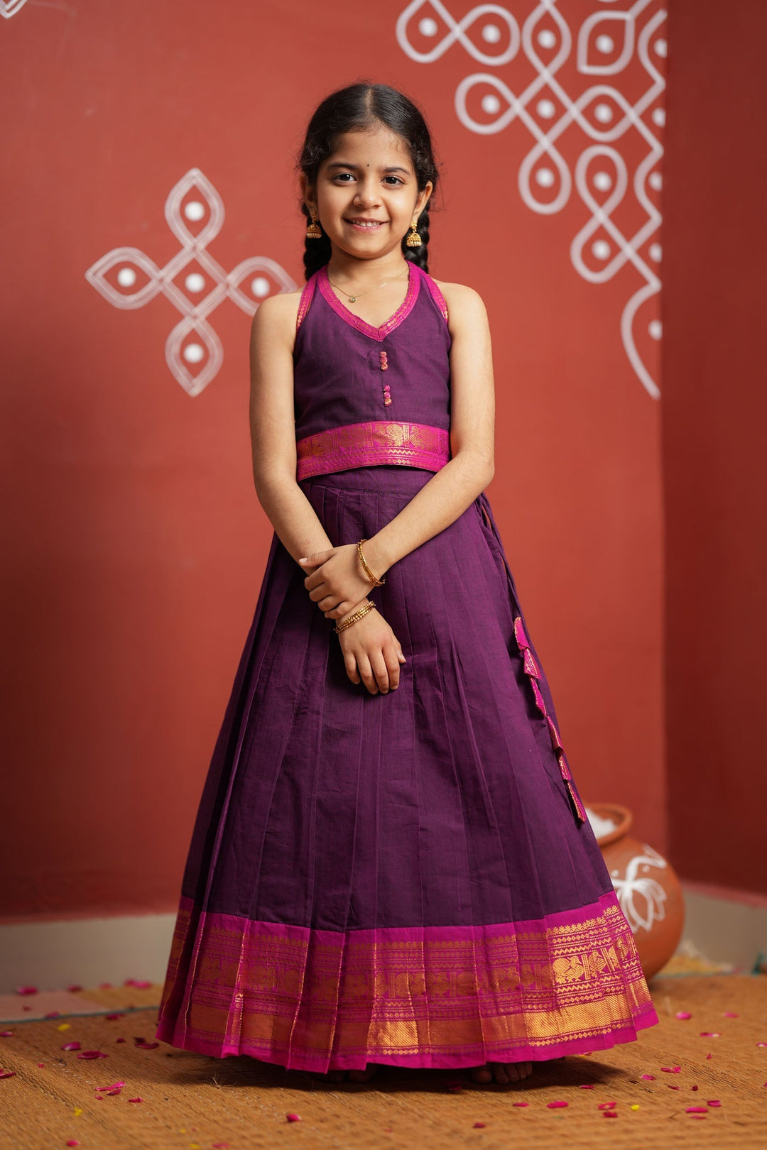 Tamizh Violet Lehenga Mini (Set of 2) | Made to Order | SHOBITAM