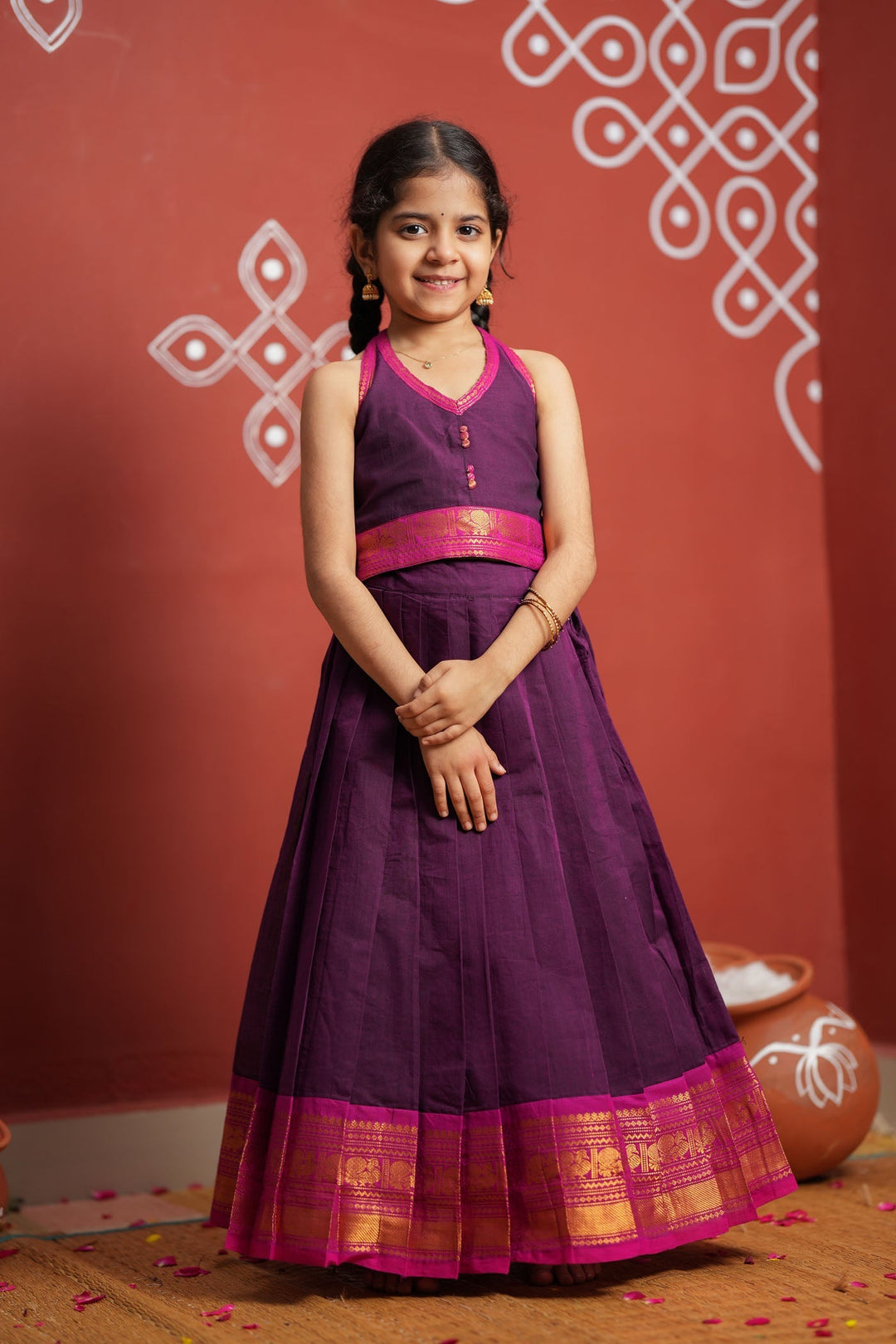 Tamizh Violet Lehenga Mini (Set of 2) | Made To Order
