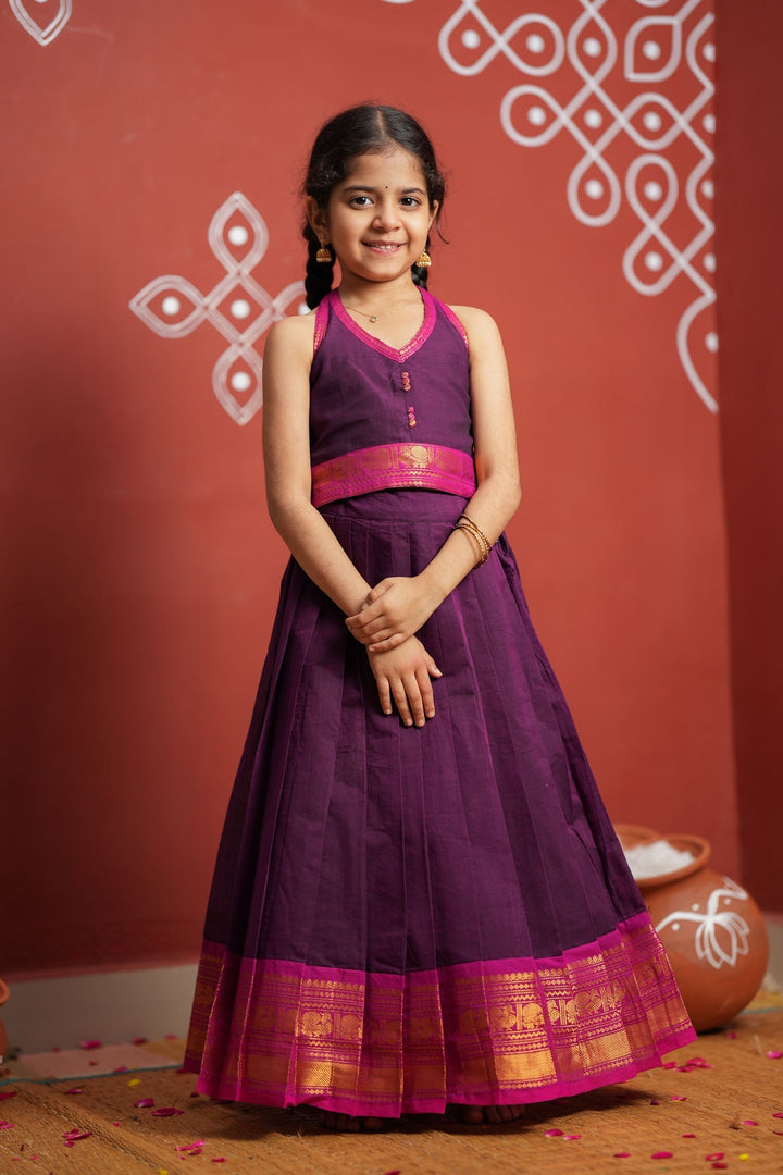 Tamizh Violet Lehenga Mini (Set of 2) | Made To Order