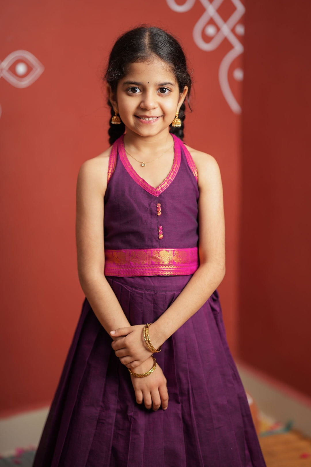 Tamizh Violet Lehenga Mini (Set of 2) | Made To Order