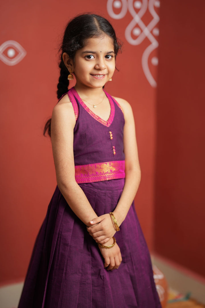 Tamizh Violet Lehenga Mini (Set of 2) | Made to Order | SHOBITAM