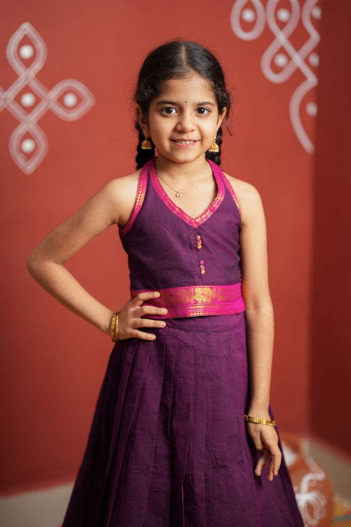 Tamizh Violet Lehenga Mini (Set of 2) | Made to Order | SHOBITAM