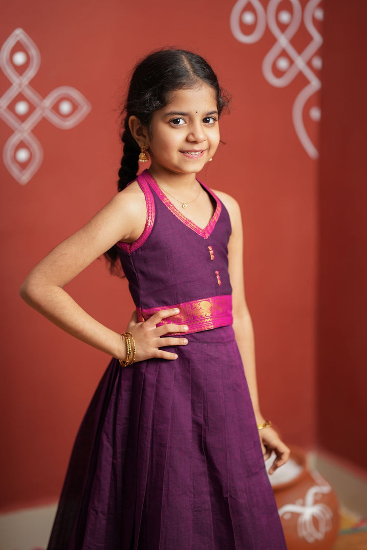 Tamizh Violet Lehenga Mini (Set of 2) | Made to Order | SHOBITAM