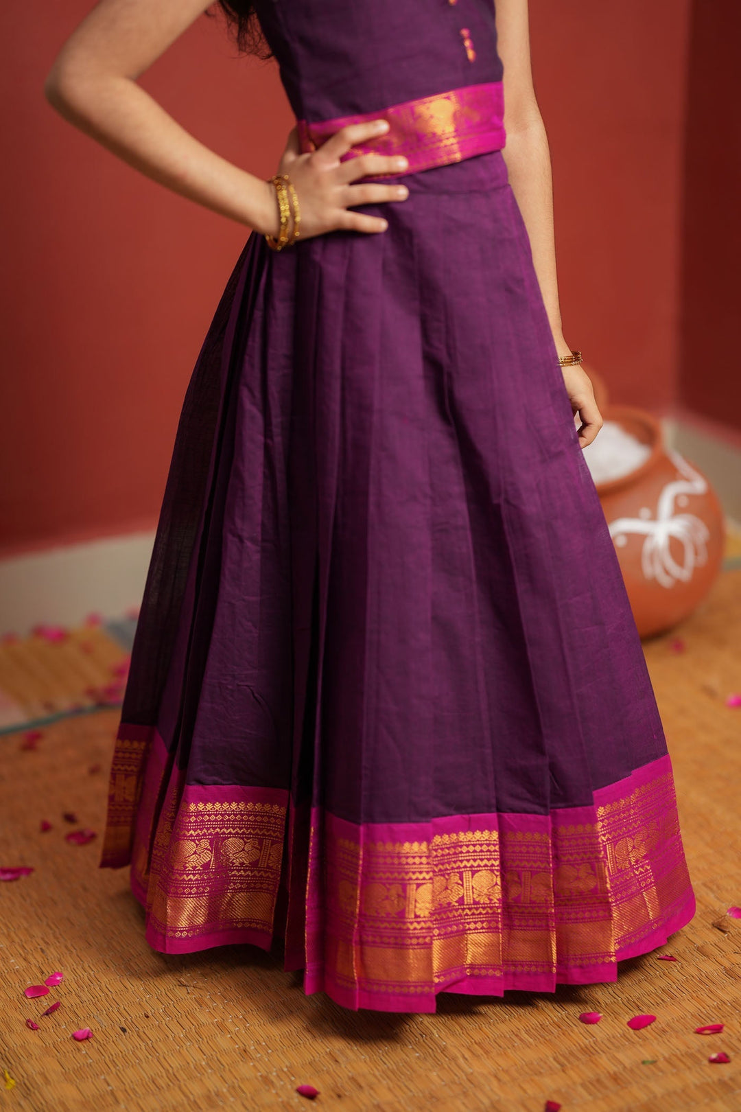 Tamizh Violet Lehenga Mini (Set of 2) | Made To Order