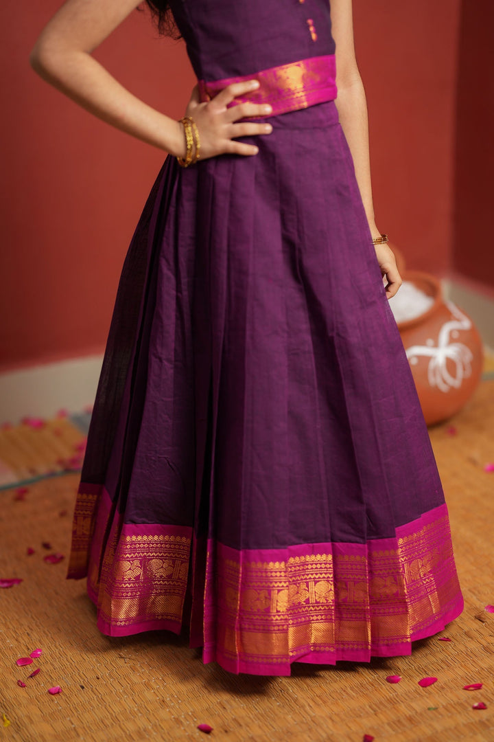 Tamizh Violet Lehenga Mini (Set of 2) | Made to Order | SHOBITAM