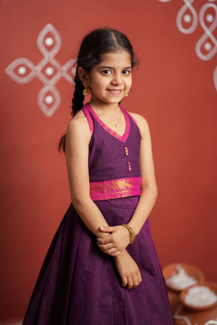 Tamizh Violet Lehenga Mini (Set of 2) | Made to Order | SHOBITAM