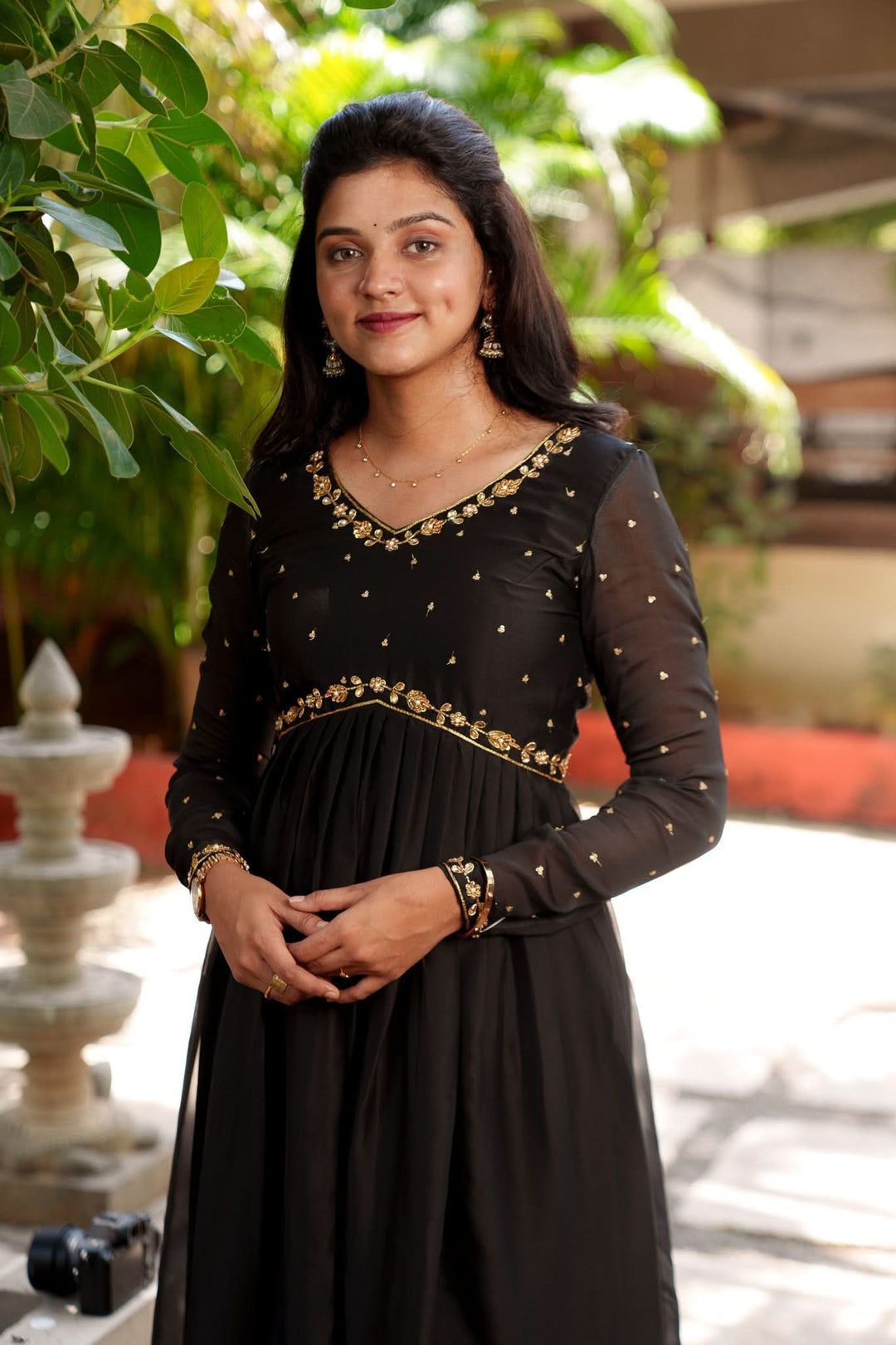 Mridula Black Alia-cut Design Dress | Made To Order