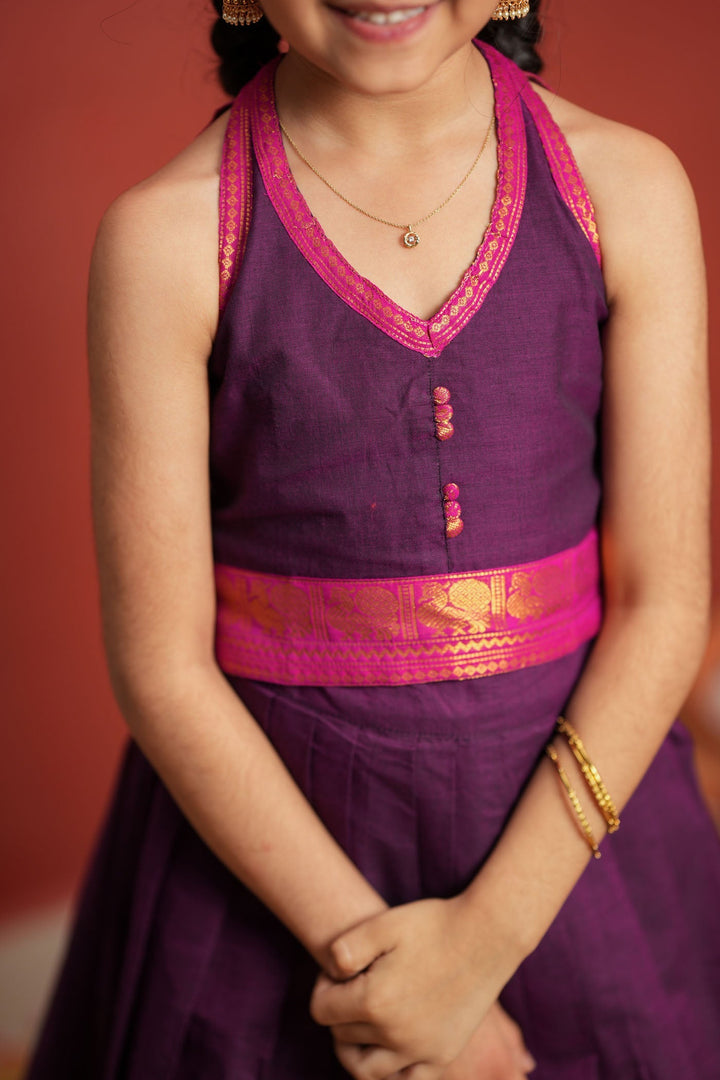 Tamizh Violet Lehenga Mini (Set of 2) | Made to Order | SHOBITAM