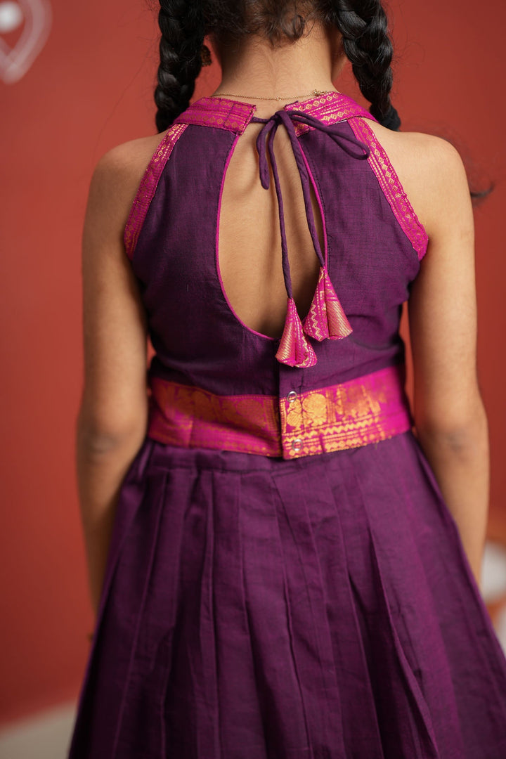 Tamizh Violet Lehenga Mini (Set of 2) | Made to Order | SHOBITAM