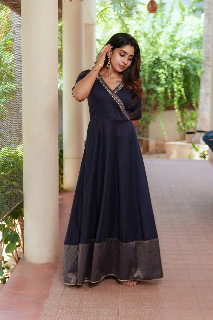 Anjana Navy Blue Dress | Made To Order