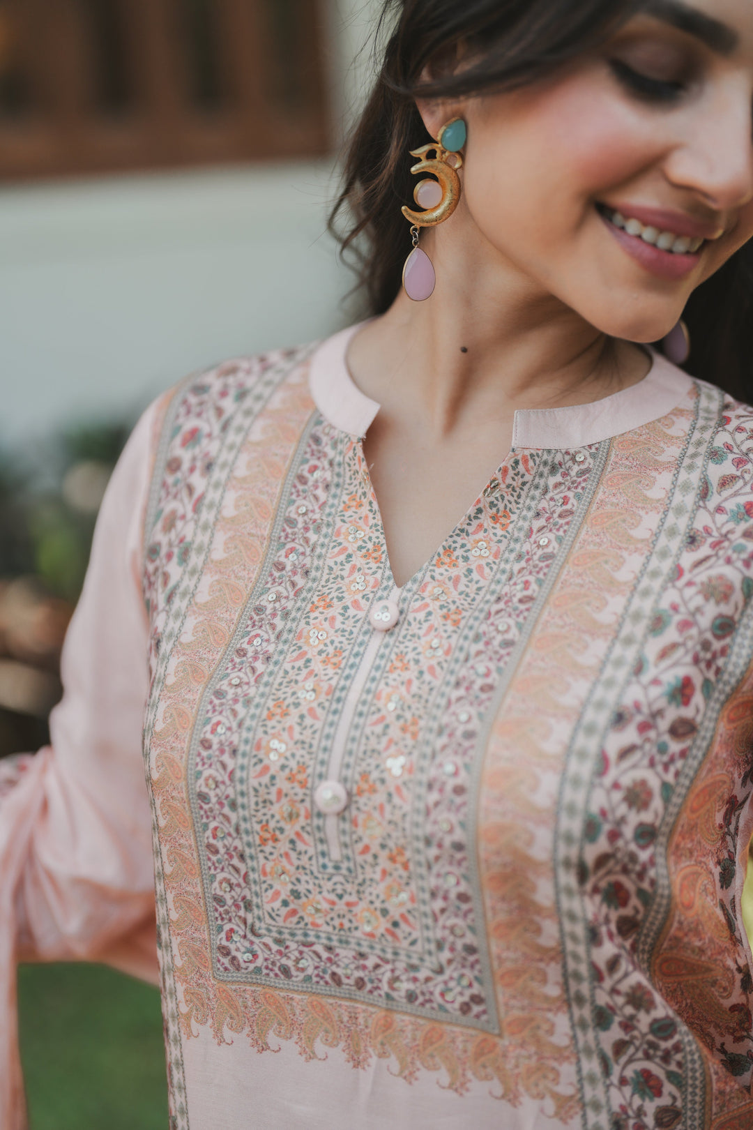 Noor Blush Pink Muslin Suit Set- SET OF-3 | SHOBITAM