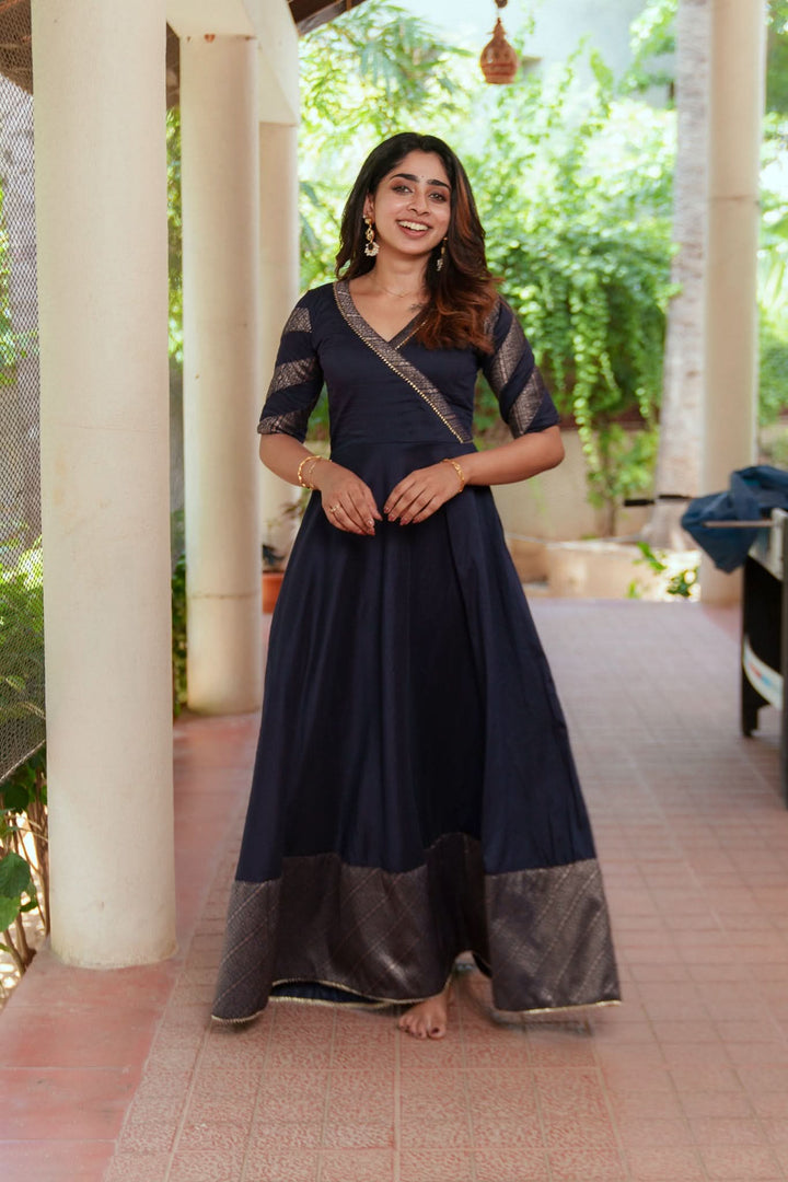 Anjana Navy Blue Dress | Made To Order