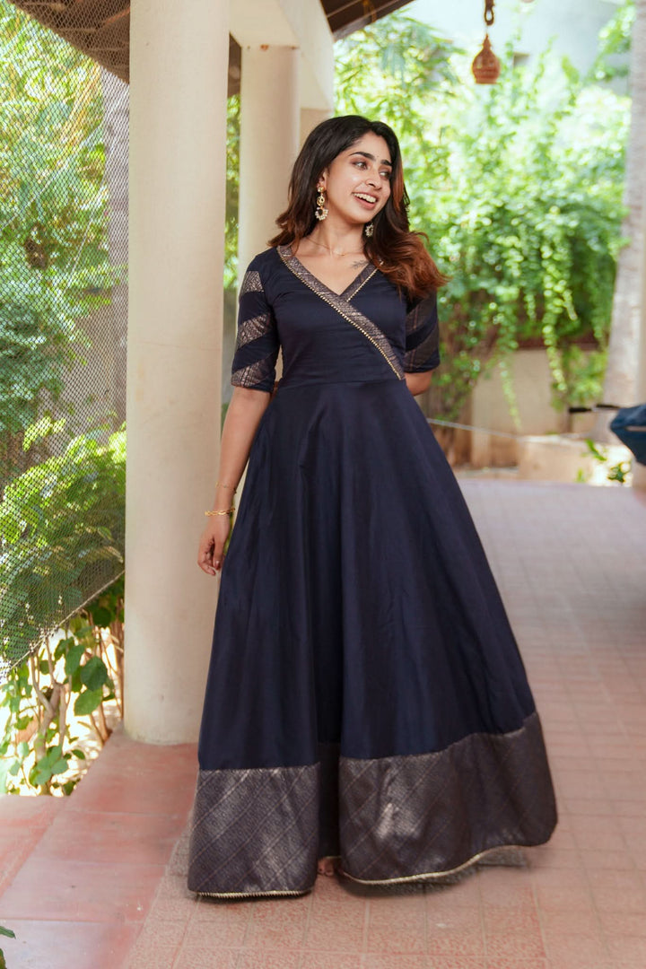 Anjana Navy Blue Dress | Made To Order