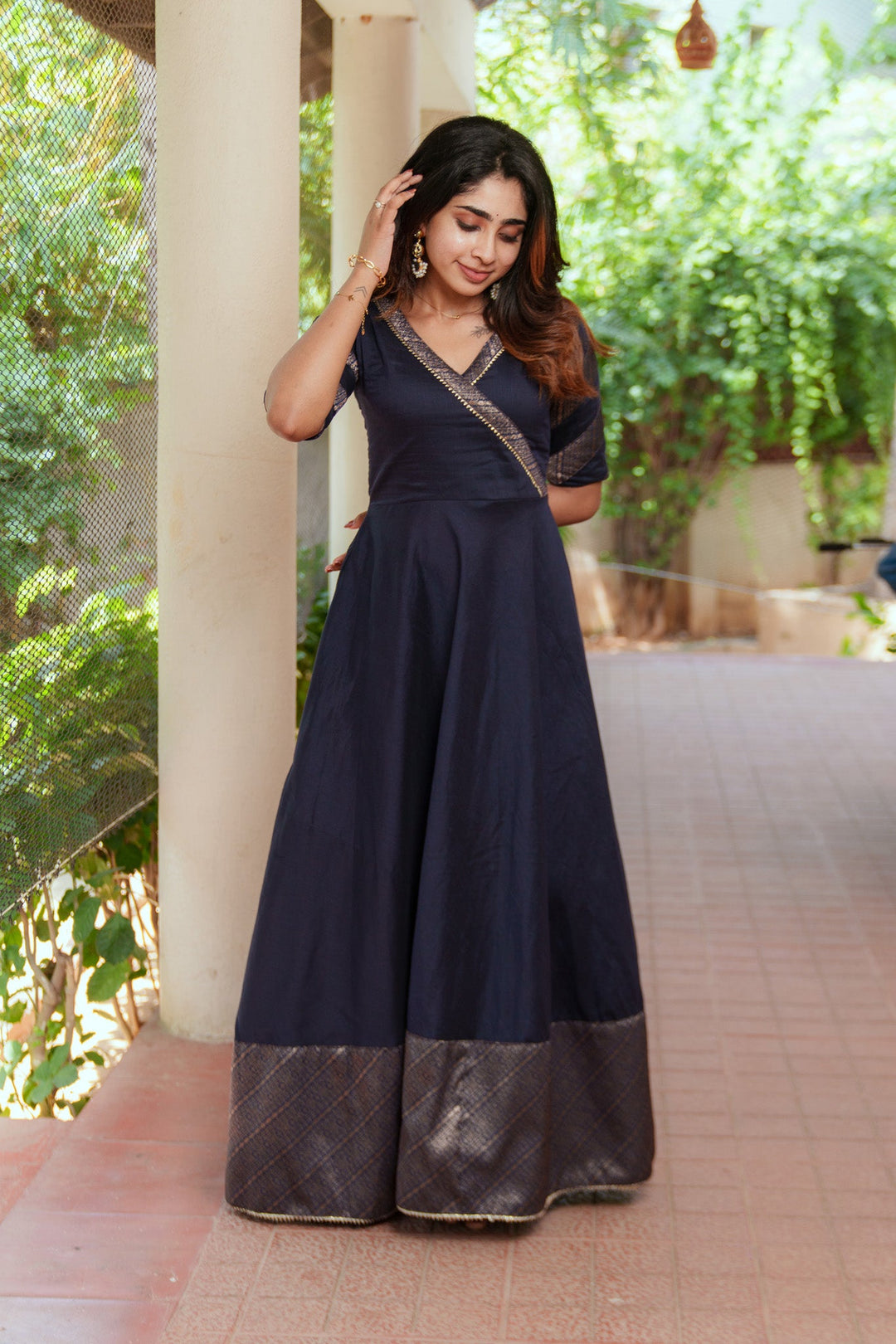 Anjana Navy Blue Dress | Made To Order