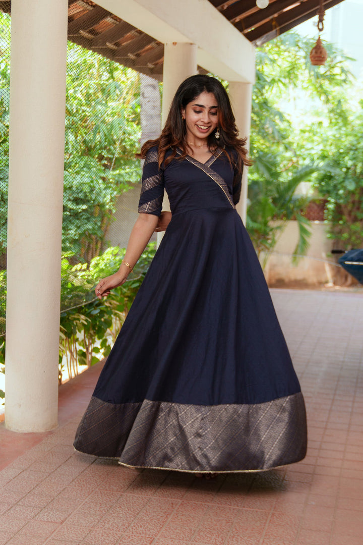 Anjana Navy Blue Dress | Made To Order