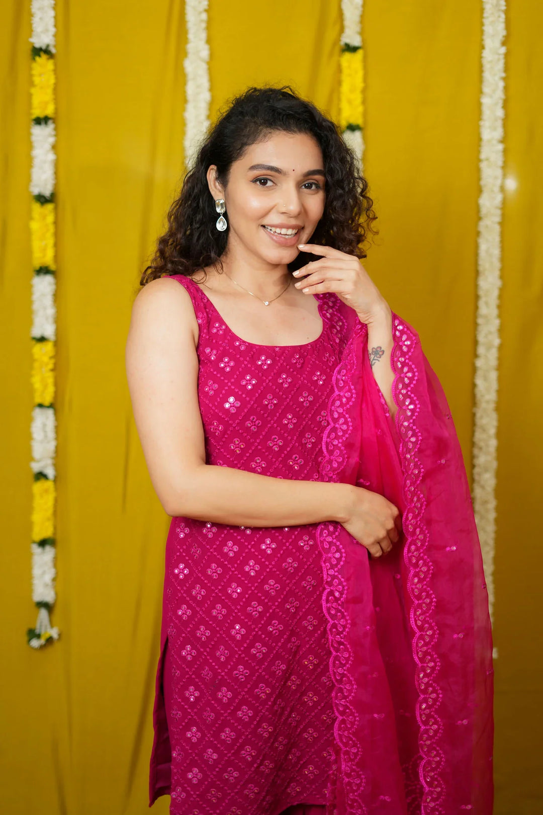 Isai Pink Kurti with Sharara | Made To Order