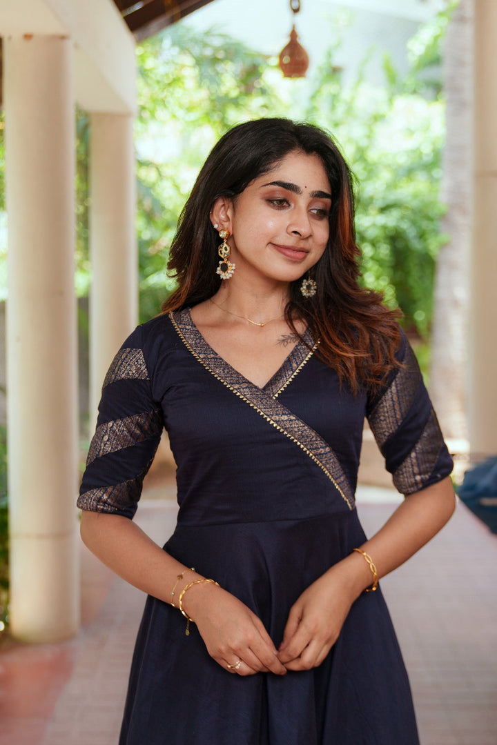Anjana Navy Blue Dress | Made To Order