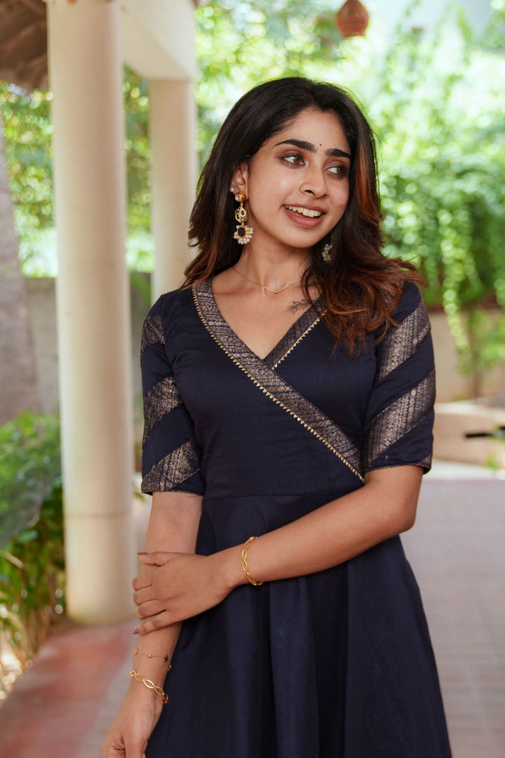 Anjana Navy Blue Dress | Made To Order