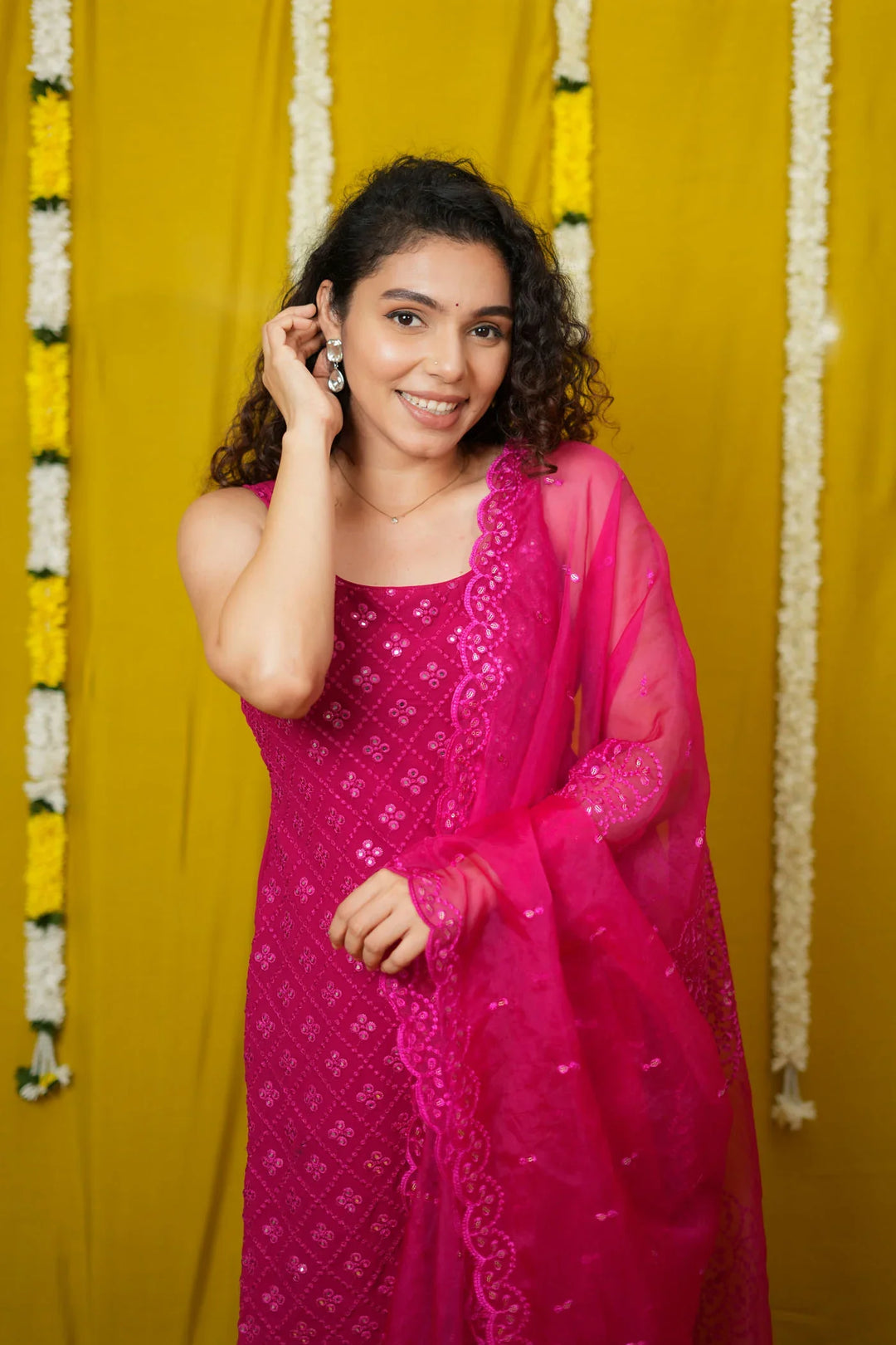 Isai Pink Kurti with Sharara | Made To Order
