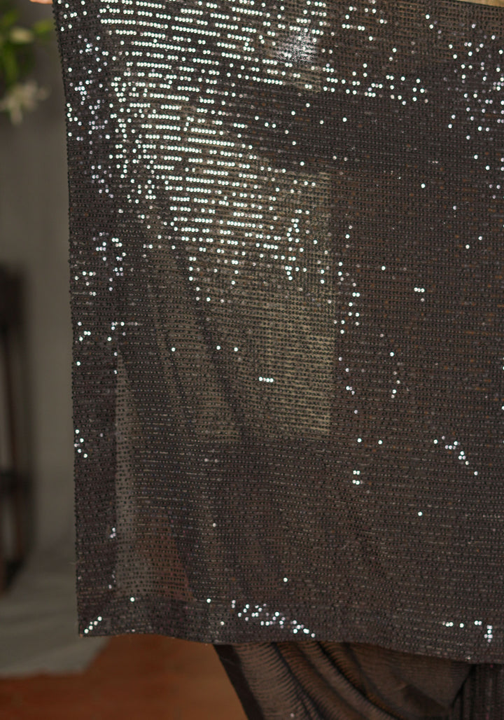 Pre Order Pretty Net Sequin Saree in Black. Top Seller Saree!