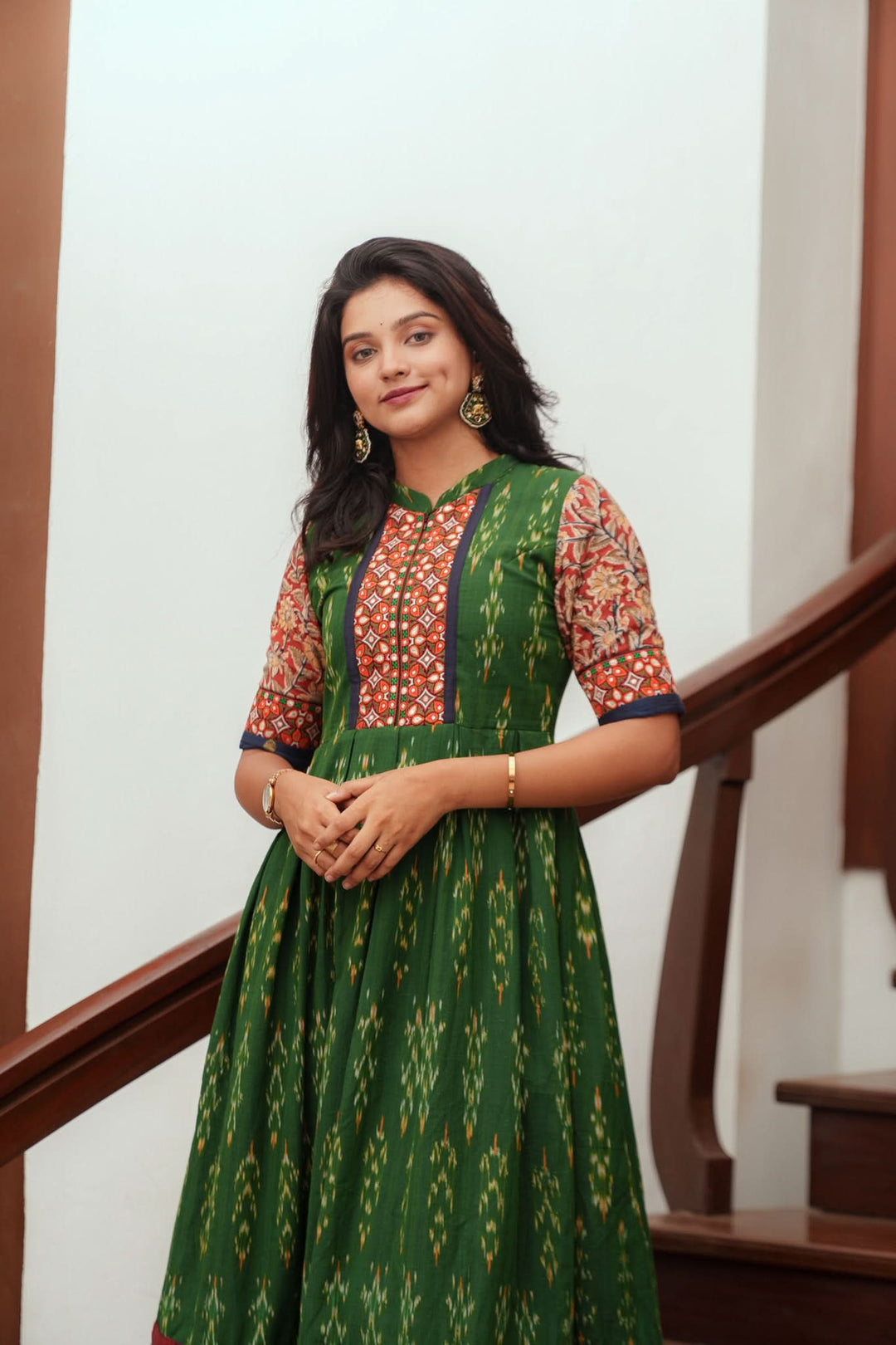 Swasti Green Ikkat Dress | Shobitam Custom Gowns