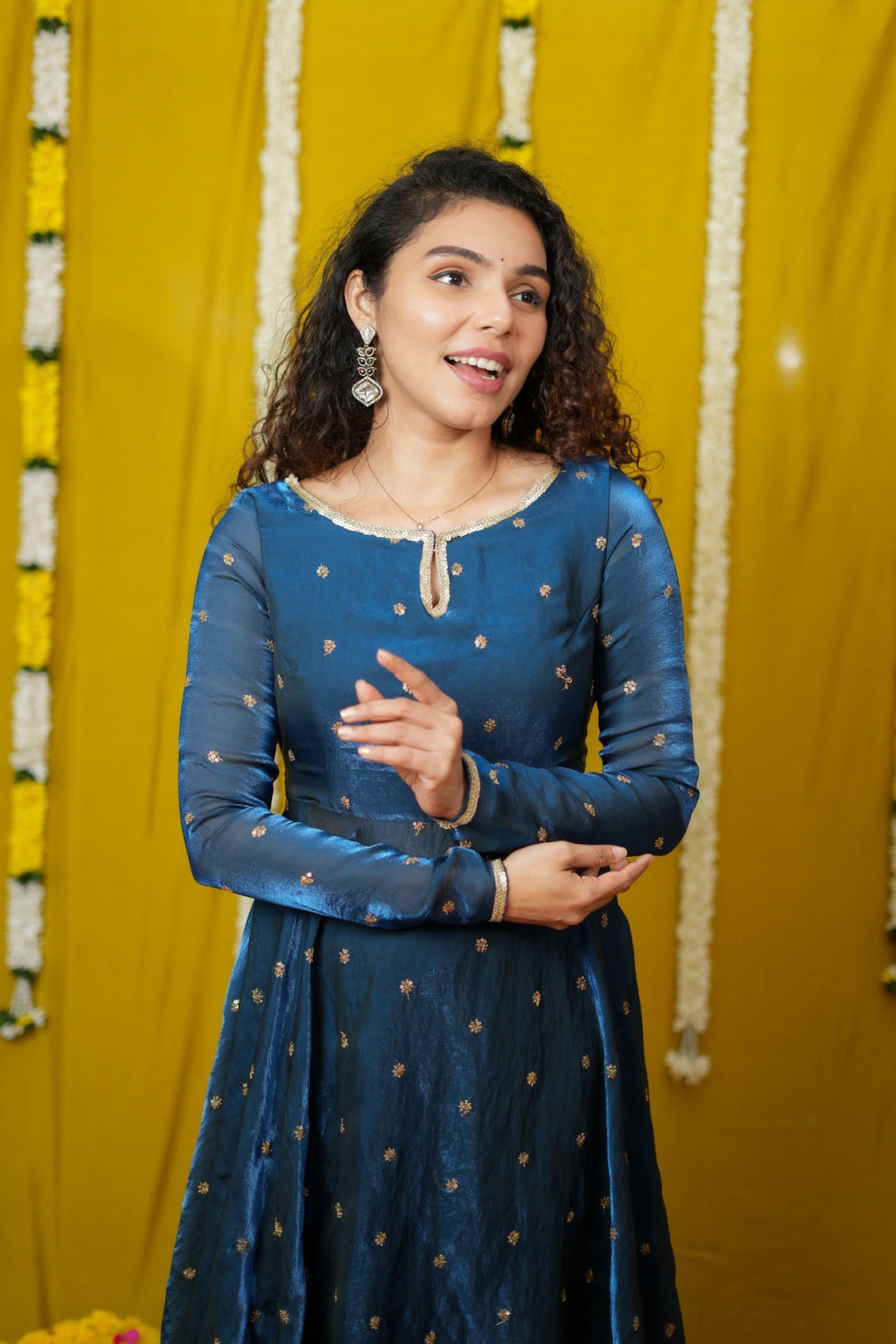 Pirainila Teal Anarkali Kurta (Set of 2) | Made to Order | SHOBITAM