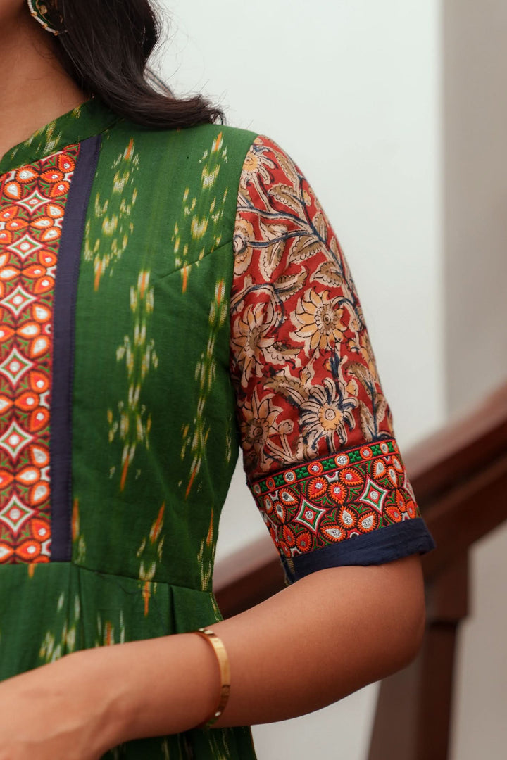 Swasti Green Ikkat Dress | Shobitam Custom Gowns