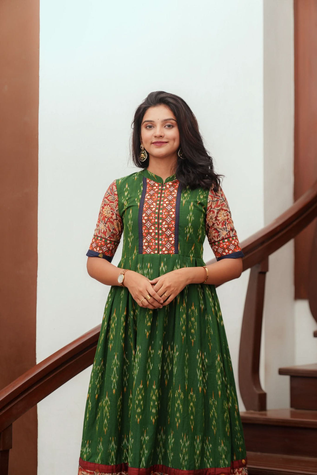 Swasti Green Ikkat Dress | Shobitam Custom Gowns