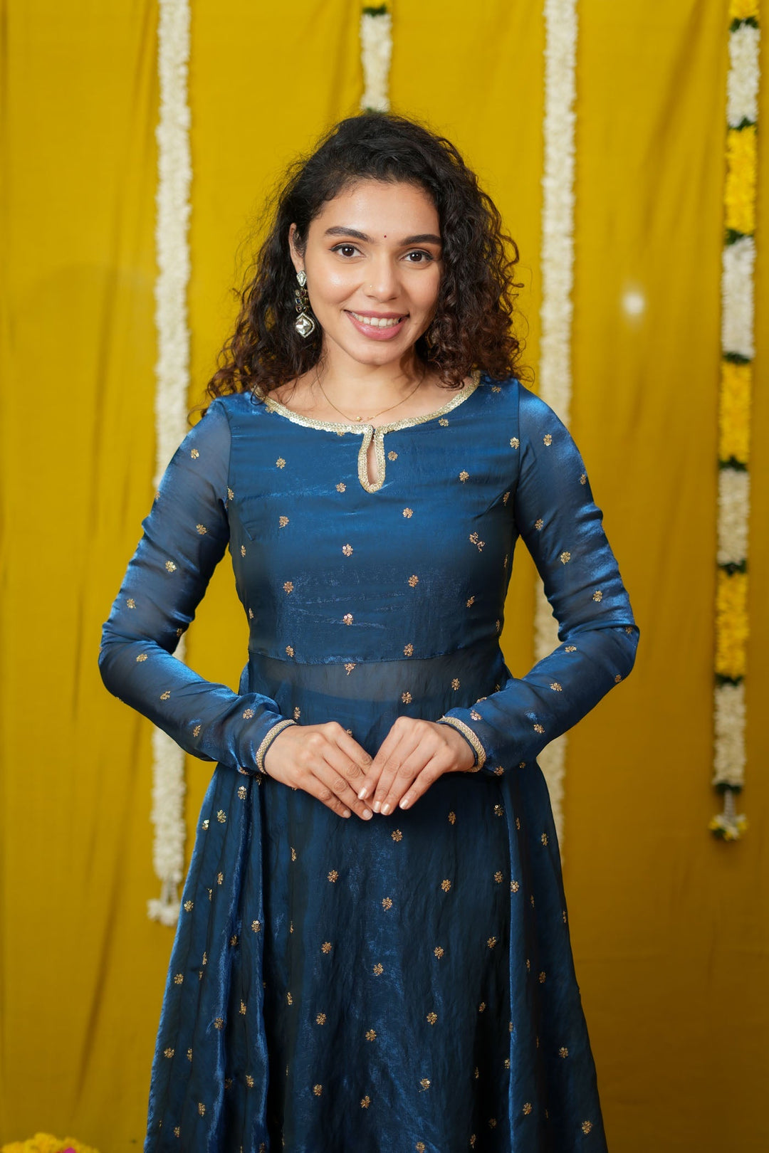 Pirainila Teal Anarkali Kurta (Set of 2) | Made to Order | SHOBITAM