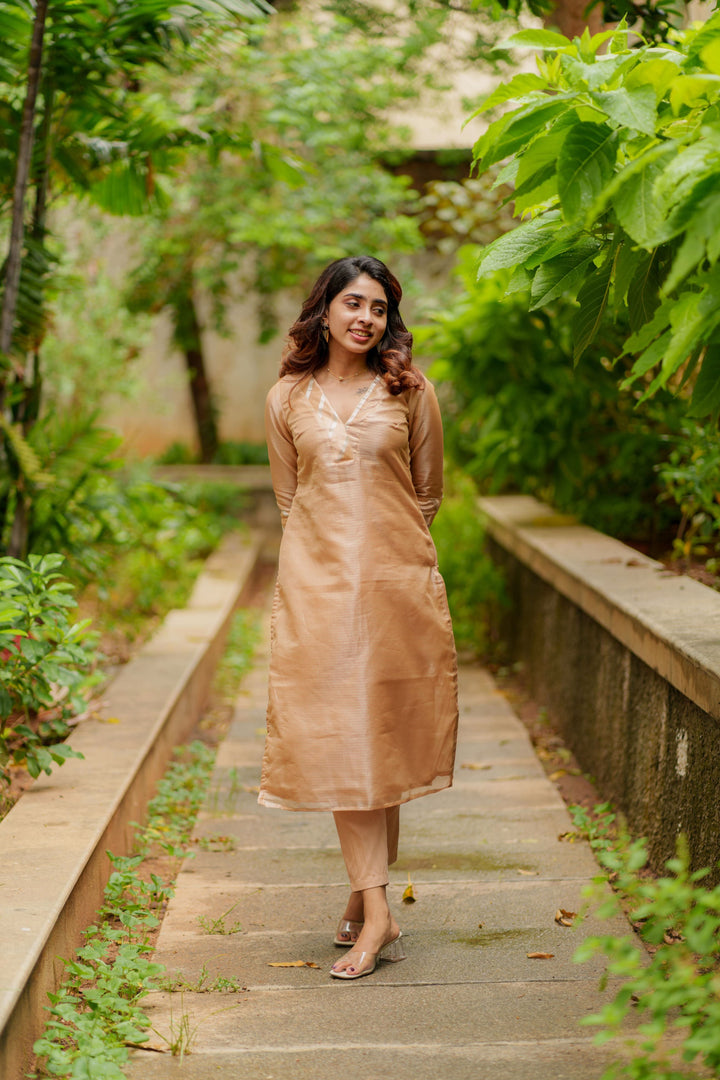Swarupa Gold Kurti Set 3-Piece Set | Made To Order