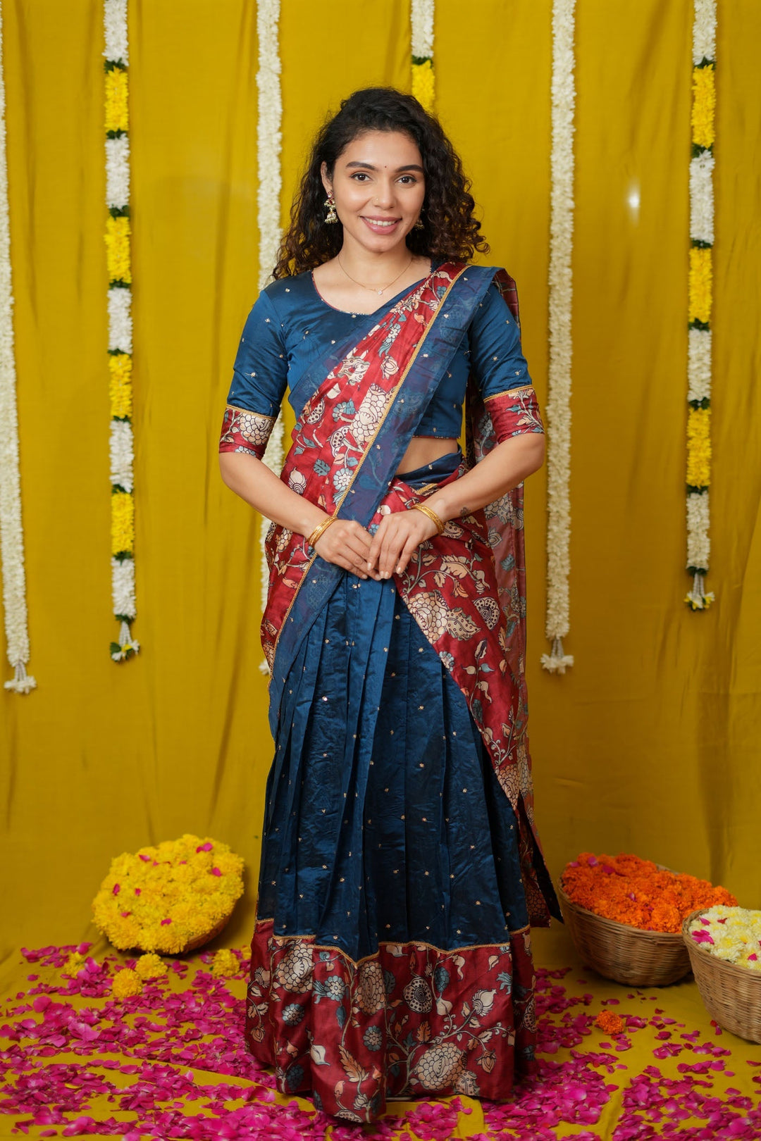 Manaswini Teal Lehenga Set (Set of 3) | SHOBITAM