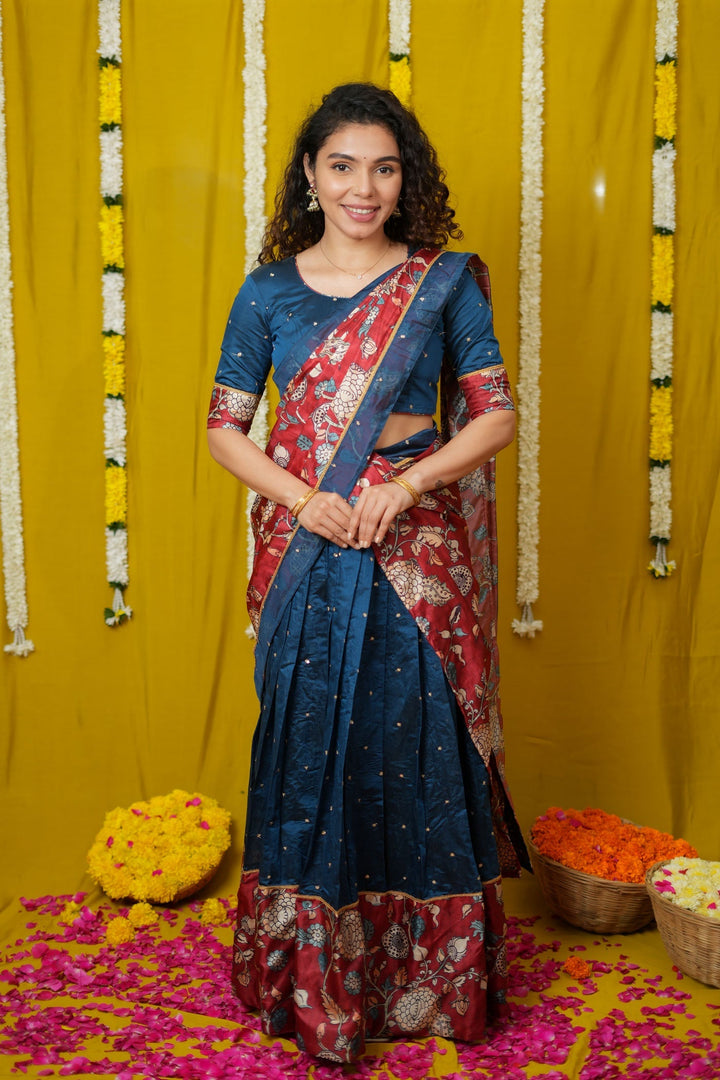 Manaswini Teal Lehenga Set (Set of 3) | SHOBITAM