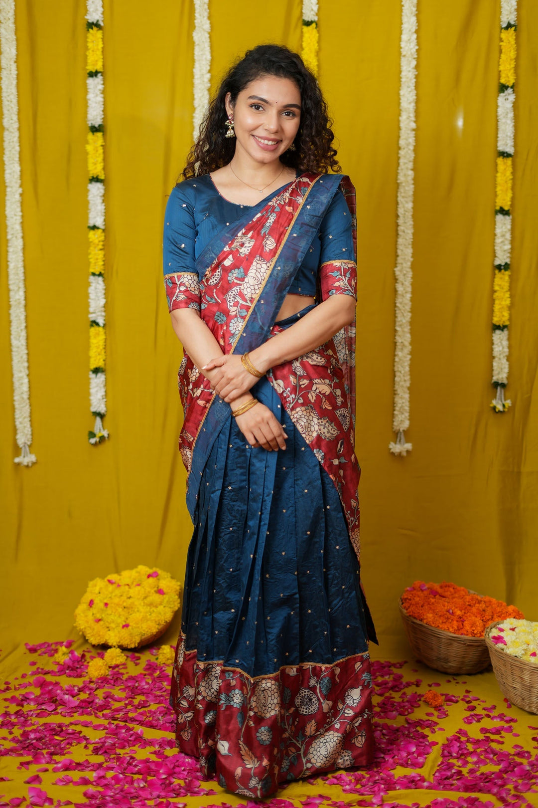 Manaswini Teal Lehenga Set (Set of 3) | SHOBITAM
