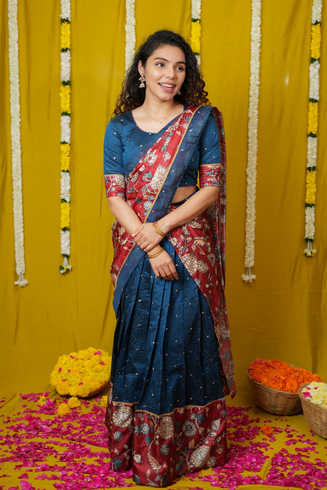 Manaswini Teal Lehenga Set (Set of 3) | SHOBITAM