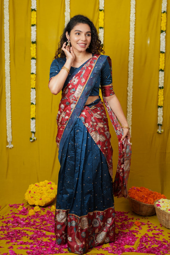 Manaswini Teal Lehenga Set (Set of 3) | SHOBITAM