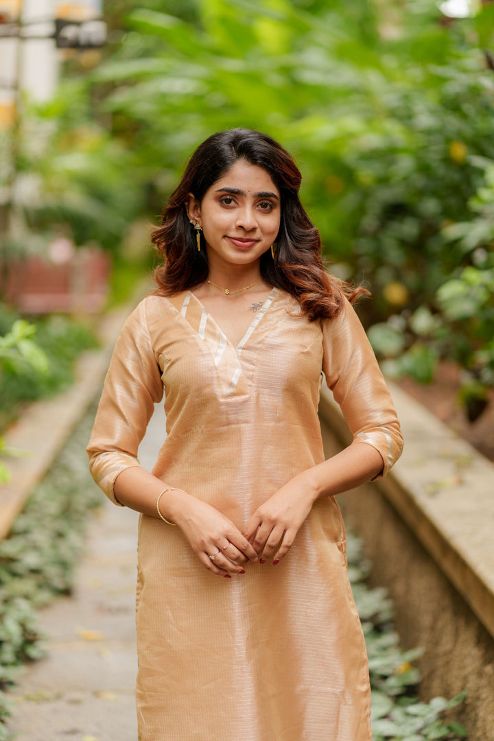 Swarupa Gold Kurti Set 3-Piece Set | Made To Order