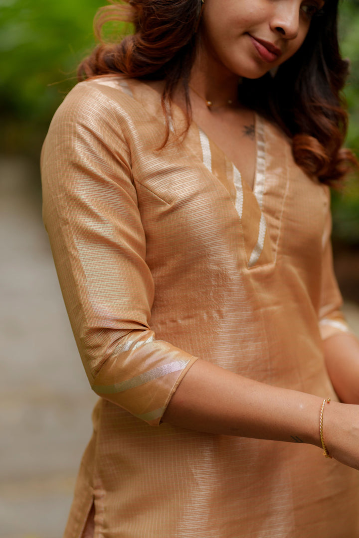 Swarupa Gold Kurti Set 3-Piece Set | Made To Order