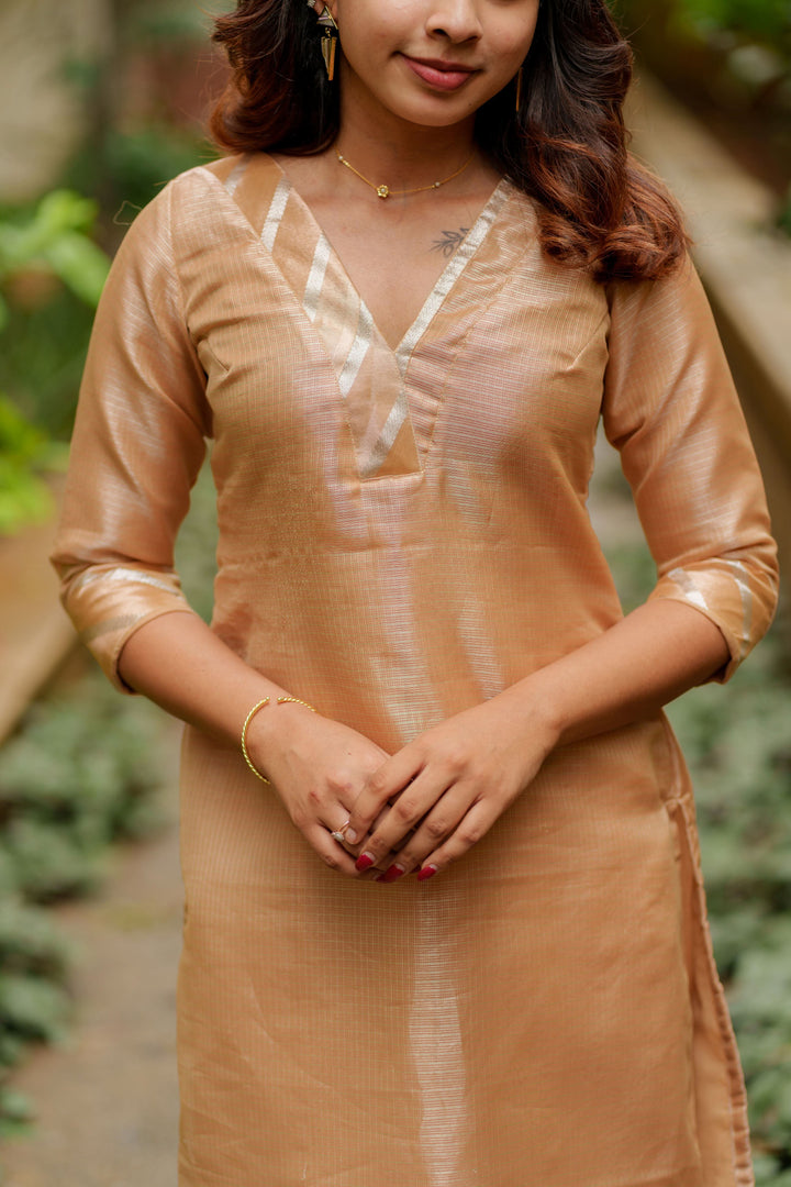 Swarupa Gold Kurti Set 3-Piece Set | Made To Order