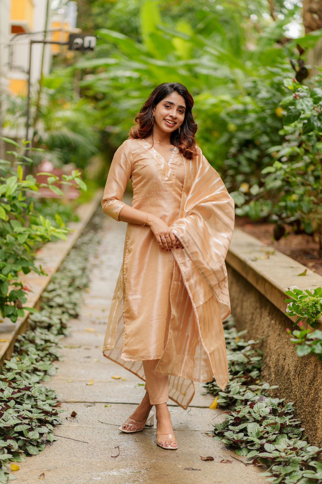 Swarupa Gold Kurti Set 3-Piece Set | Made To Order