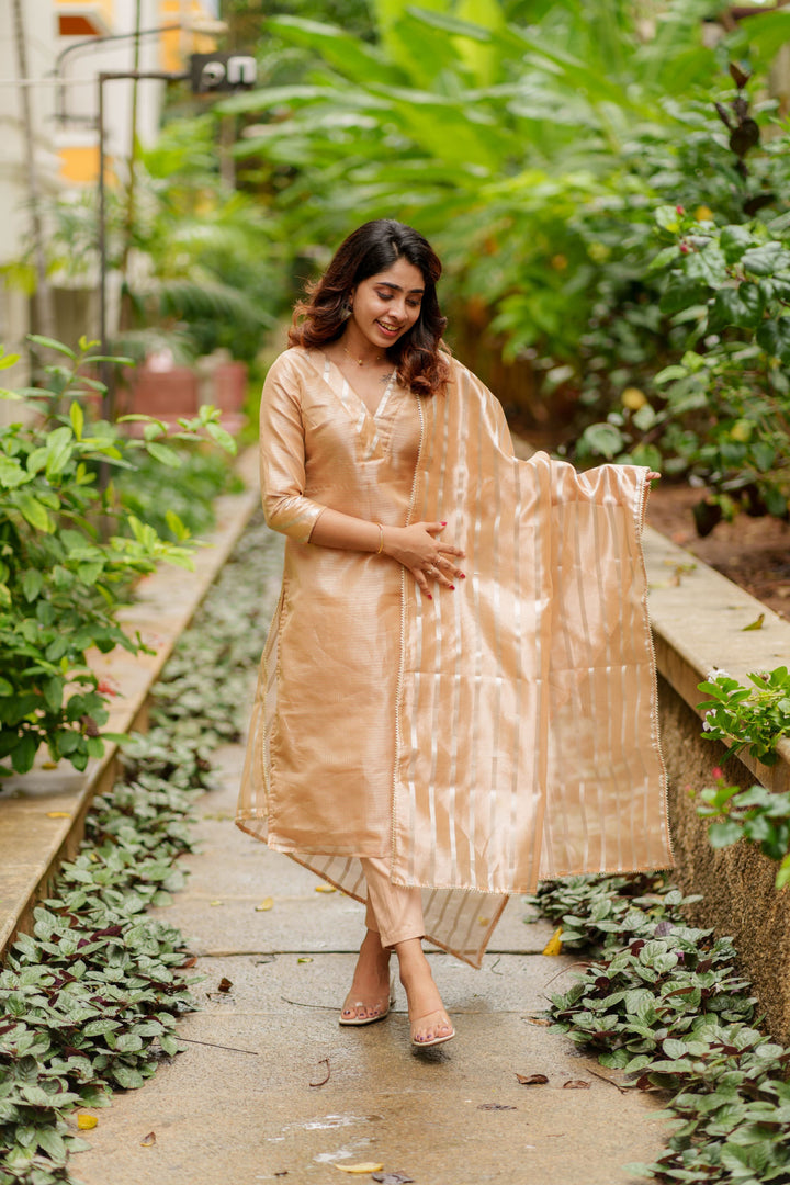 Swarupa Gold Kurti Set 3-Piece Set | Made To Order