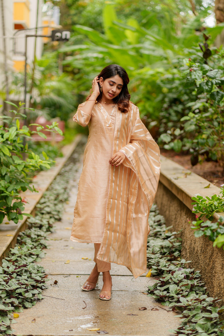 Swarupa Gold Kurti Set 3-Piece Set | Made To Order