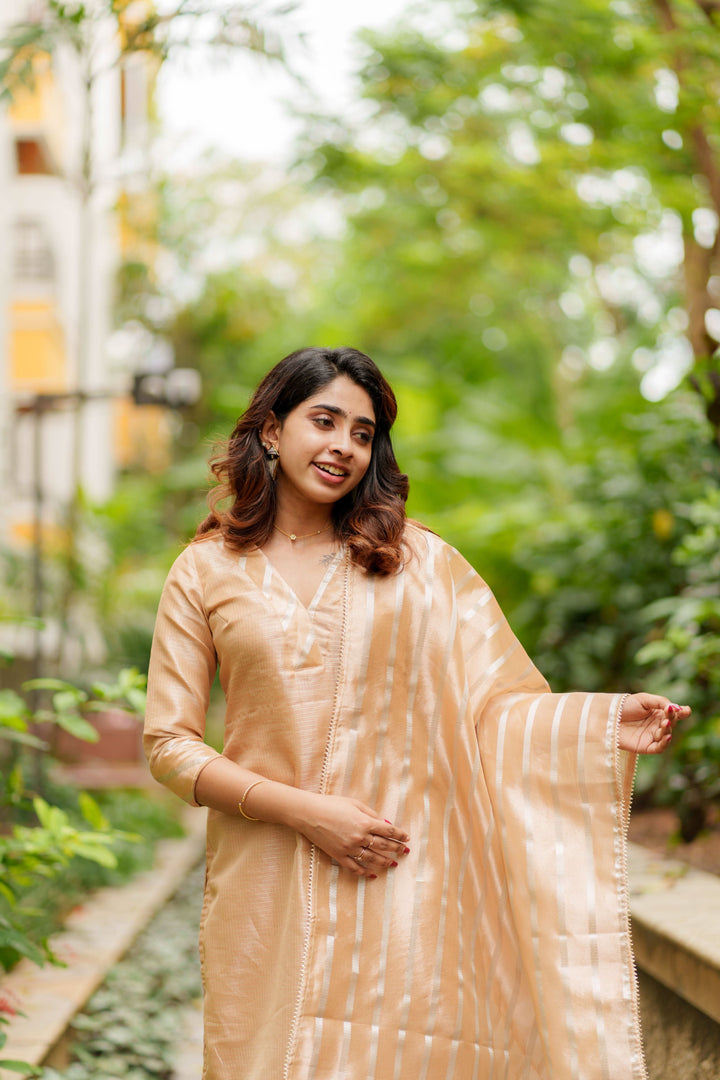 Swarupa Gold Kurti Set 3-Piece Set | Made To Order