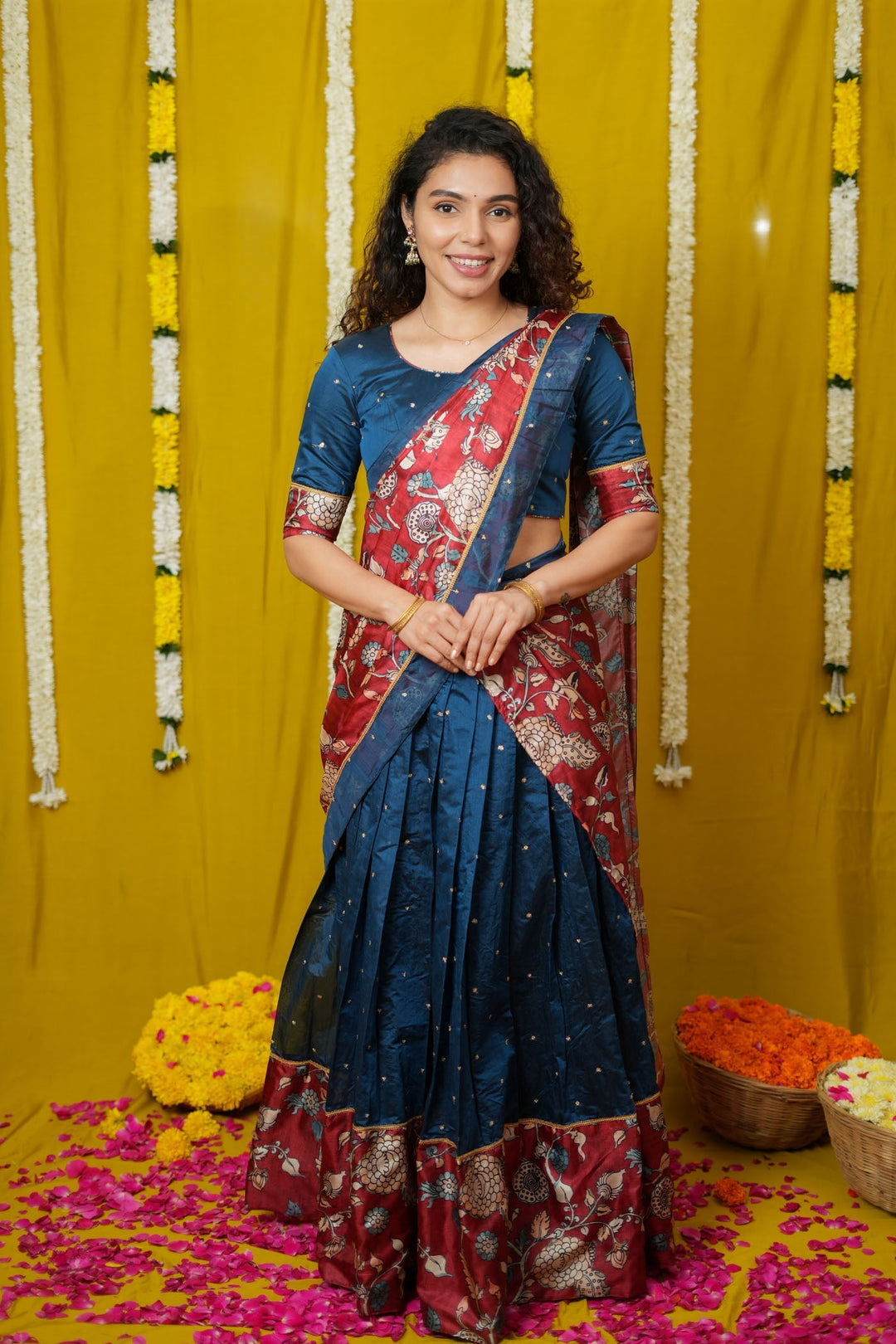 Manaswini Teal Lehenga Set (Set of 3) | SHOBITAM